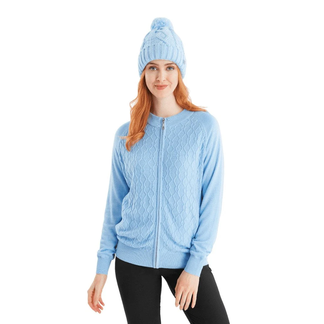 Green Lamb Ladies Krista Fleece Lined Cable Golf Hat AG23998 - Image 2